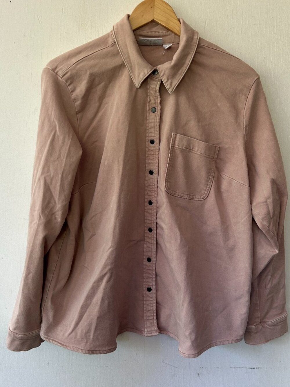 D&Co Shacket Womens Large Snap Front Collared Purple Beige Lumberjane Punk